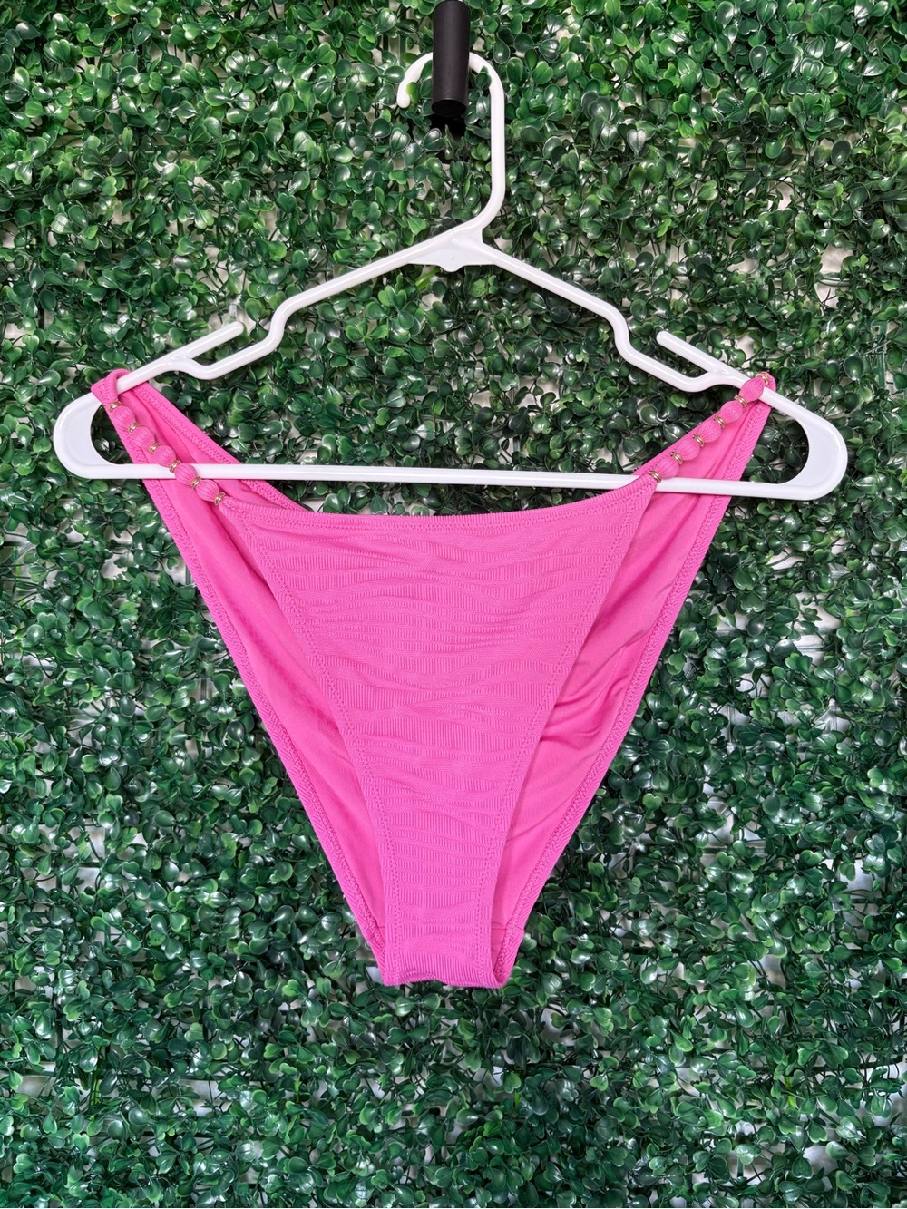 aerie Vibrant Pink Cheeky Bikini Bottom with Gold Side Accent